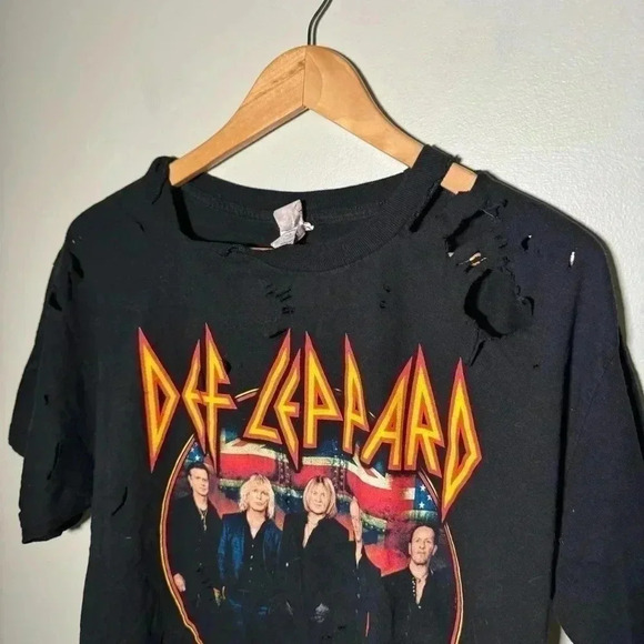 Def leppard band  tee 2014 tour distressed L - Picture 5 of 7
